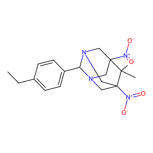 2-(4-Ethylphenyl)-6,6-dimethyl-5,7-dinitro-1,3-diazaadamantane structure