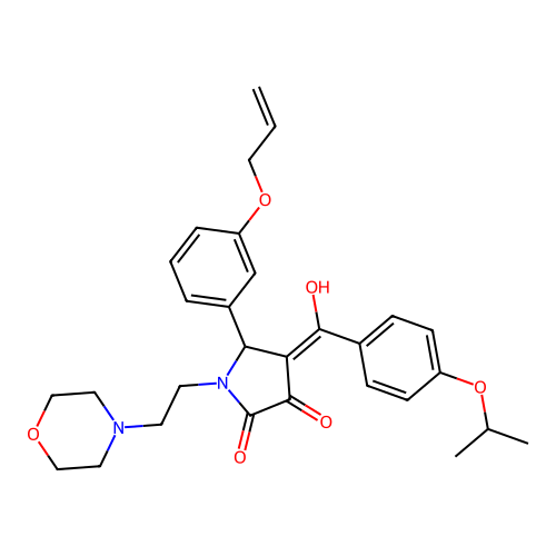 (4E)-4-[hydroxy-(4-propan-2-yloxyphenyl)methylidene]-1-(2-morpholin-4-ylethyl)-5-(3-prop-2-enoxyphenyl)pyrrolidine-2,3-dione structure