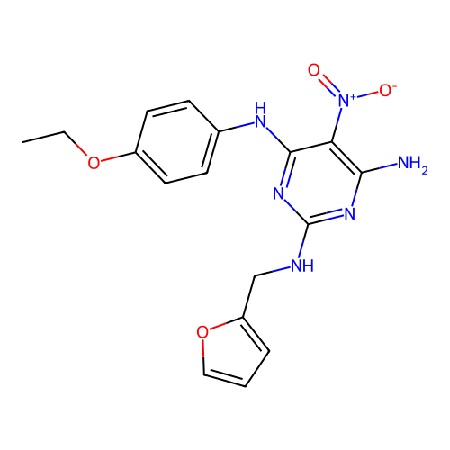 {6-Amino-2-[(2-furylmethyl)amino]-5-nitropyrimidin-4-yl}(4-ethoxyphenyl)amine structure