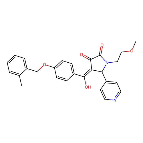 (4E)-4-[hydroxy-[4-[(2-methylphenyl)methoxy]phenyl]methylidene]-1-(2-methoxyethyl)-5-pyridin-4-ylpyrrolidine-2,3-dione structure