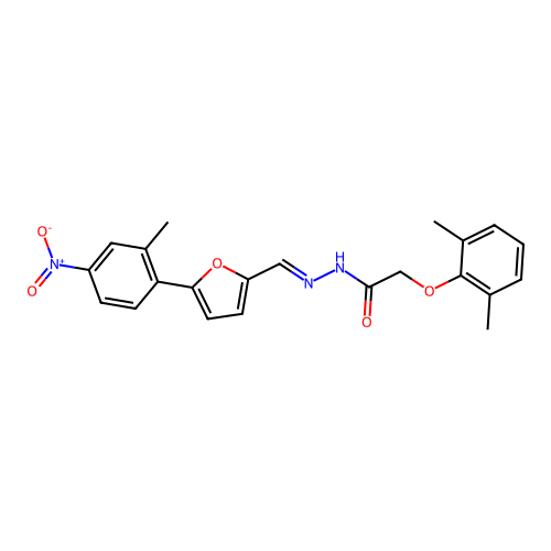 2-(2,6-dimethylphenoxy)-N'-{(E)-[5-(2-methyl-4-nitrophenyl)furan-2-yl]methylidene}acetohydrazide structure