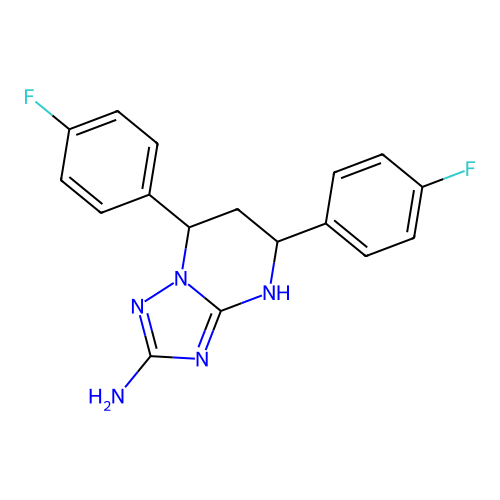 5,7-bis(4-fluorophenyl)-4,5,6,7-tetrahydro[1,2,4]triazolo[1,5-a]pyrimidin-2-amine structure