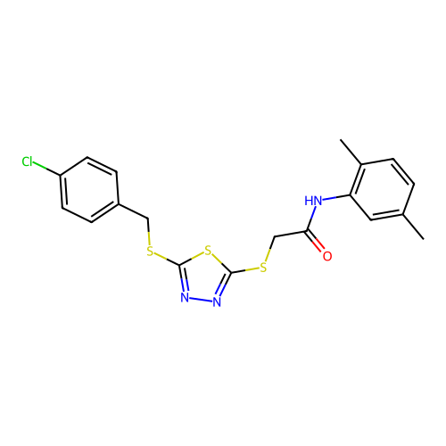 2-((5-((4-chlorobenzyl)thio)-1,3,4-thiadiazol-2-yl)thio)-N-(2,5-dimethylphenyl)acetamide structure