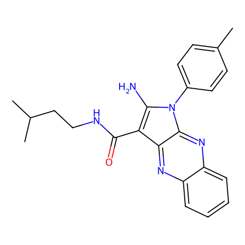 2-amino-N-(3-methylbutyl)-1-(4-methylphenyl)-1H-pyrrolo[2,3-b]quinoxaline-3-carboxamide structure