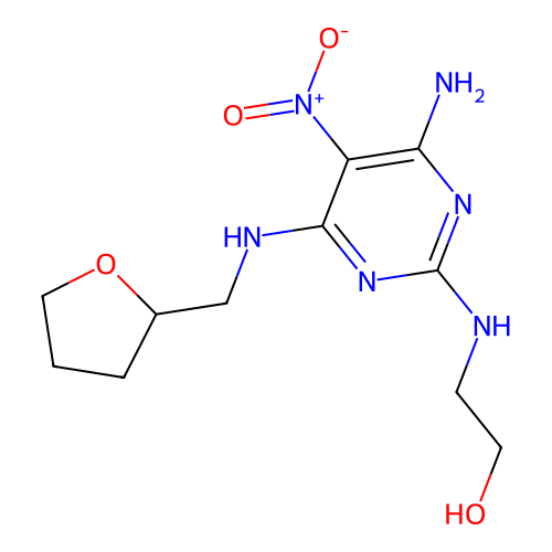 2-[[4-Amino-5-nitro-6-(oxolan-2-ylmethylamino)pyrimidin-2-yl]amino]ethanol structure