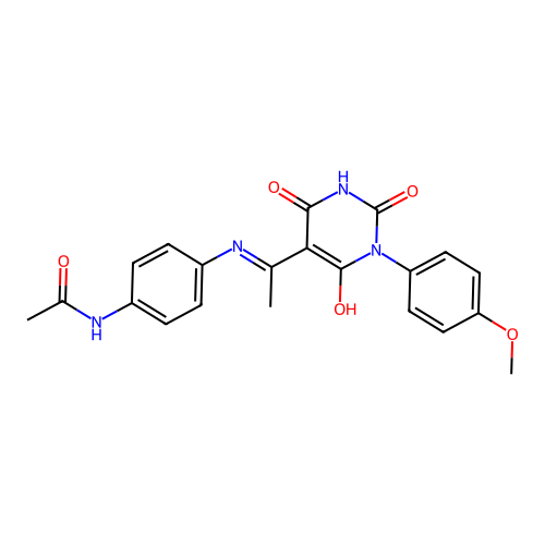 (E)-N-(4-((1-(1-(4-methoxyphenyl)-2,4,6-trioxotetrahydropyrimidin-5(2H)-ylidene)ethyl)amino)phenyl)acetamide structure