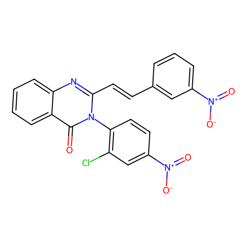 3-(2-chloro-4-nitrophenyl)-2-[(E)-2-(3-nitrophenyl)ethenyl]quinazolin-4(3H)-one structure