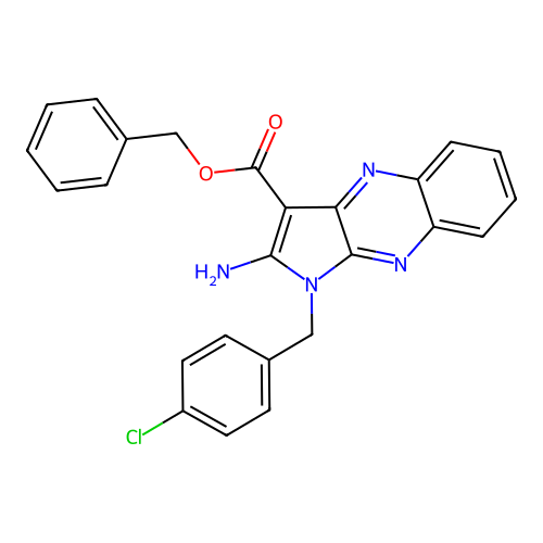 benzyl 2-amino-1-(4-chlorobenzyl)-1H-pyrrolo[2,3-b]quinoxaline-3-carboxylate structure