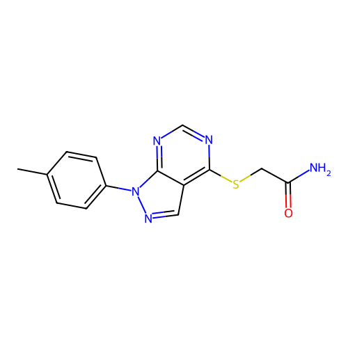 2-{[1-(4-methylphenyl)-1H-pyrazolo[3,4-d]pyrimidin-4-yl]sulfanyl}acetamide structure