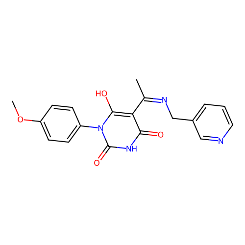 1-(4-methoxyphenyl)-5-[1-(pyridin-3-ylmethylamino)ethylidene]-1,3-diazinane-2,4,6-trione structure