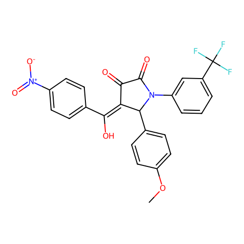 (4E)-4-[hydroxy(4-nitrophenyl)methylidene]-5-(4-methoxyphenyl)-1-[3-(trifluoromethyl)phenyl]pyrrolidine-2,3-dione structure