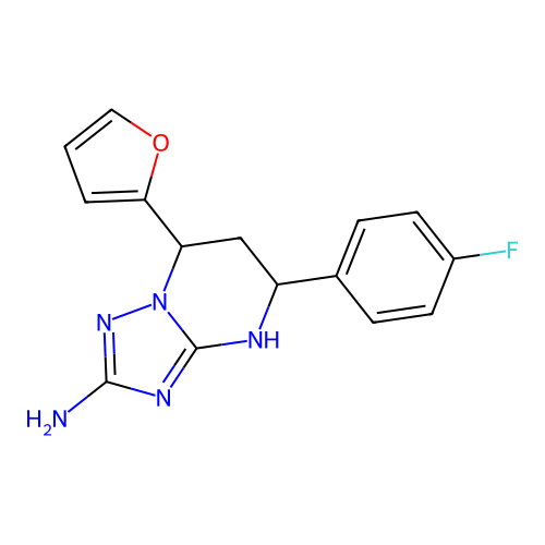 5-(4-fluorophenyl)-7-(furan-2-yl)-4,5,6,7-tetrahydro[1,2,4]triazolo[1,5-a]pyrimidin-2-amine structure