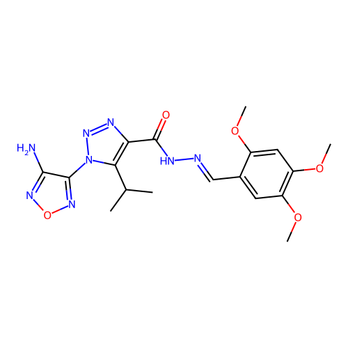 (E)-1-(4-amino-1,2,5-oxadiazol-3-yl)-5-isopropyl-N'-(2,4,5-trimethoxybenzylidene)-1H-1,2,3-triazole-4-carbohydrazide structure