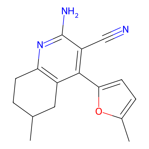 2-amino-6-methyl-4-(5-methylfuran-2-yl)-5,6,7,8-tetrahydroquinoline-3-carbonitrile structure