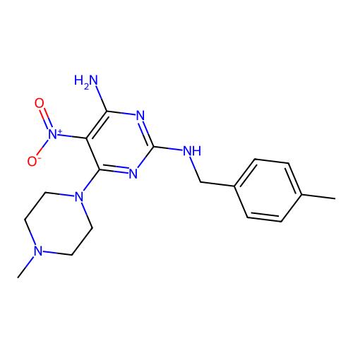 [4-amino-6-(4-methylpiperazinyl)-5-nitropyrimidin-2-yl][(4-methylphenyl)methyl ]amine structure
