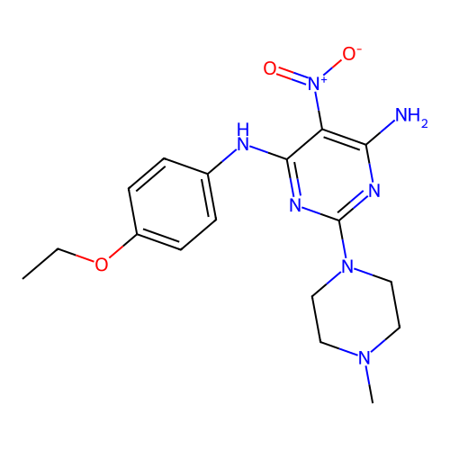 [6-Amino-2-(4-methylpiperazinyl)-5-nitropyrimidin-4-yl](4-ethoxyphenyl)amine structure
