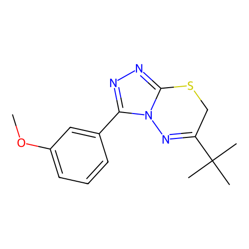 6-tert-butyl-3-(3-methoxyphenyl)-7H-[1,2,4]triazolo[3,4-b][1,3,4]thiadiazine structure