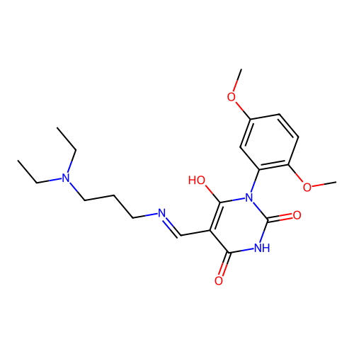 (5E)-5-({[3-(diethylamino)propyl]amino}methylidene)-3-(2,5-dimethoxyphenyl)-6-hydroxypyrimidine-2,4(3H,5H)-dione structure
