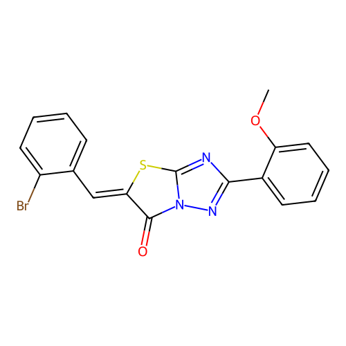 (Z)-5-(2-bromobenzylidene)-2-(2-methoxyphenyl)thiazolo[3,2-b][1,2,4]triazol-6(5H)-one structure