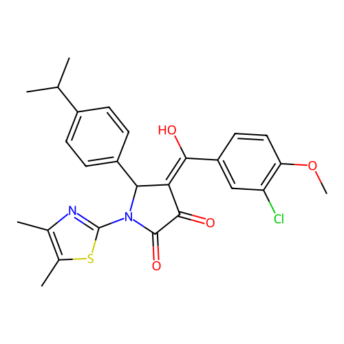 (4E)-4-[(3-chloro-4-methoxyphenyl)(hydroxy)methylidene]-1-(4,5-dimethyl-1,3-thiazol-2-yl)-5-[4-(propan-2-yl)phenyl]pyrrolidine-2,3-dione structure