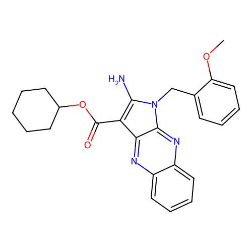cyclohexyl 2-amino-1-(2-methoxybenzyl)-1H-pyrrolo[2,3-b]quinoxaline-3-carboxylate structure