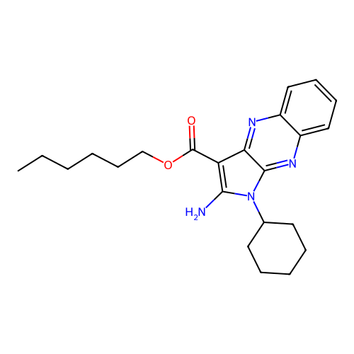 hexyl 2-amino-1-cyclohexyl-1H-pyrrolo[2,3-b]quinoxaline-3-carboxylate structure