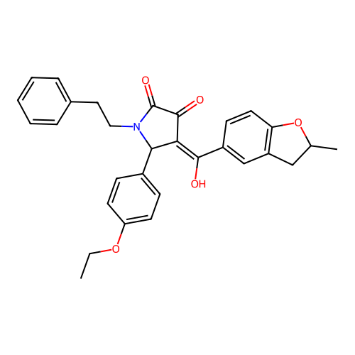 (4E)-5-(4-ethoxyphenyl)-4-[hydroxy(2-methyl-2,3-dihydro-1-benzofuran-5-yl)methylidene]-1-(2-phenylethyl)pyrrolidine-2,3-dione structure