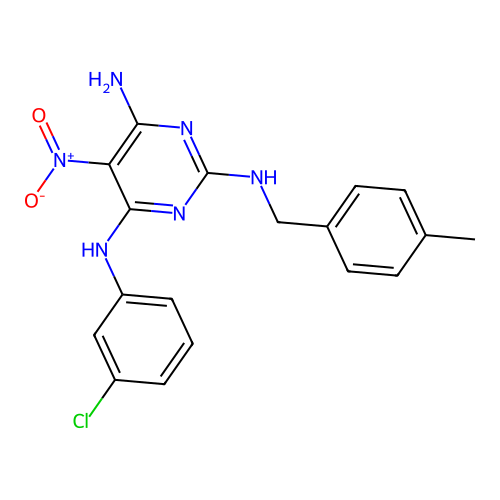 N~4~-(3-chlorophenyl)-N~2~-(4-methylbenzyl)-5-nitropyrimidine-2,4,6-triamine structure