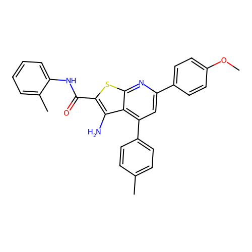 3-amino-6-(4-methoxyphenyl)-N-(2-methylphenyl)-4-(4-methylphenyl)thieno[2,3-b]pyridine-2-carboxamide structure