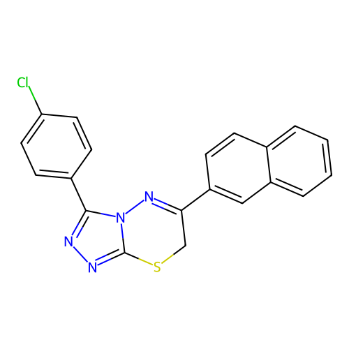 3-(4-chlorophenyl)-6-(naphthalen-2-yl)-7H-[1,2,4]triazolo[3,4-b][1,3,4]thiadiazine structure