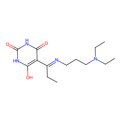 5-[1-(3-diethylaminopropylamino)propylidene]-1,3-diazinane-2,4,6-trione structure