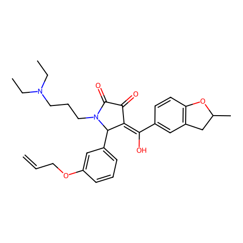(4E)-1-[3-(diethylamino)propyl]-4-[hydroxy-(2-methyl-2,3-dihydro-1-benzofuran-5-yl)methylidene]-5-(3-prop-2-enoxyphenyl)pyrrolidine-2,3-dione structure