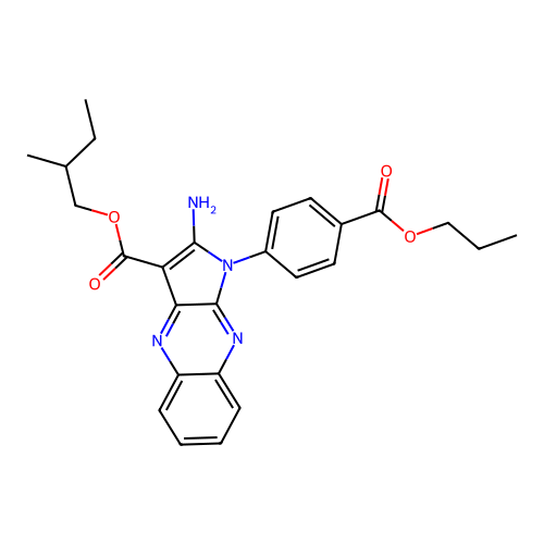 2-methylbutyl 2-amino-1-(4-propoxycarbonylphenyl)pyrrolo[3,2-b]quinoxaline-3-carboxylate structure