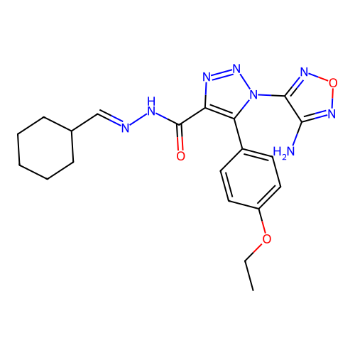 1-(4-amino-1,2,5-oxadiazol-3-yl)-N'-[(E)-cyclohexylmethylidene]-5-(4-ethoxyphenyl)-1H-1,2,3-triazole-4-carbohydrazide structure
