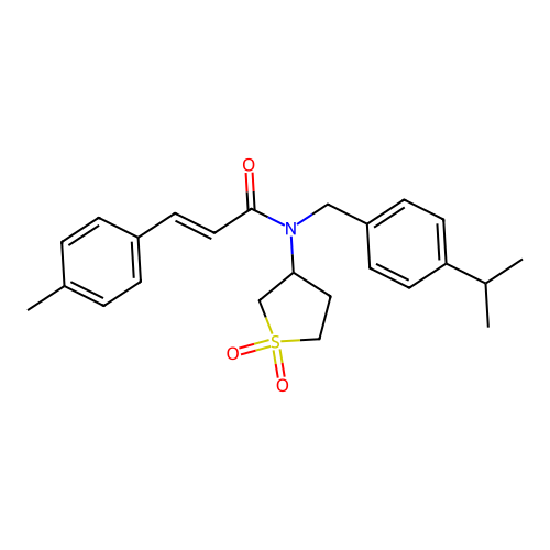 (2E)-N-(1,1-dioxidotetrahydrothiophen-3-yl)-3-(4-methylphenyl)-N-[4-(propan-2-yl)benzyl]prop-2-enamide structure