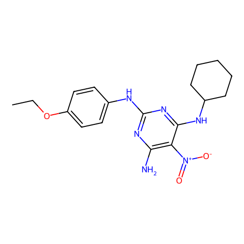 {6-Amino-2-[(4-ethoxyphenyl)amino]-5-nitropyrimidin-4-yl}cyclohexylamine structure