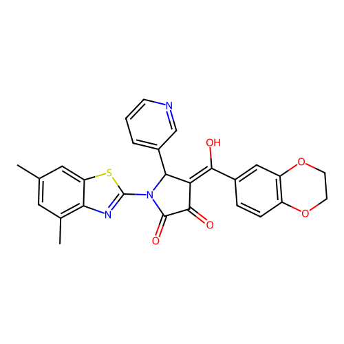 4-(2,3-dihydro-1,4-benzodioxine-6-carbonyl)-1-(4,6-dimethyl-1,3-benzothiazol-2-yl)-3-hydroxy-5-(pyridin-3-yl)-2,5-dihydro-1H-pyrrol-2-one structure