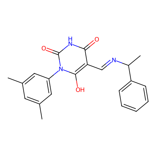 1-(3,5-dimethylphenyl)-5-[(1-phenylethylamino)methylidene]-1,3-diazinane-2,4,6-trione structure