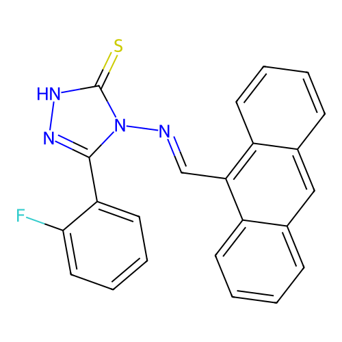 4-((9-Anthrylmethylene)amino)-5-(2-F-phenyl)-4H-1,2,4-triazol-3-YL hydrosulfide structure