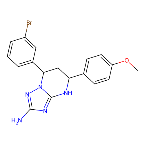 7-(3-bromophenyl)-5-(4-methoxyphenyl)-4,5,6,7-tetrahydro[1,2,4]triazolo[1,5-a]pyrimidin-2-amine structure