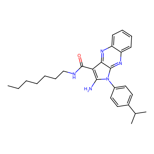 2-amino-N-heptyl-1-(4-isopropylphenyl)-1H-pyrrolo[2,3-b]quinoxaline-3-carboxamide structure
