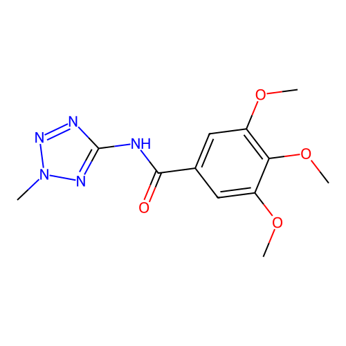 3,4,5-trimethoxy-N-(2-methyl-2H-tetrazol-5-yl)benzamide structure