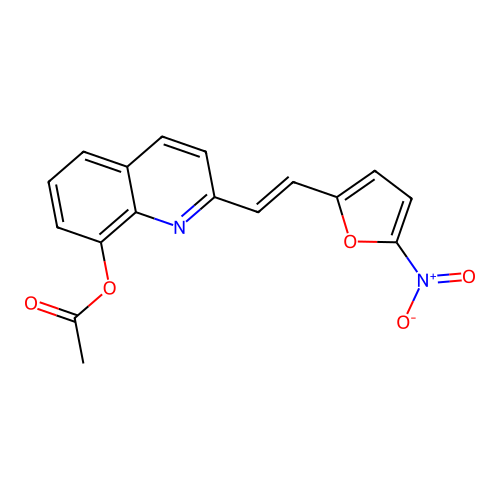 8-Quinolinol, 2-(2-(5-nitro-2-furyl)vinyl)-, acetate structure