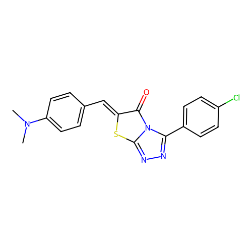 (6Z)-3-(4-chlorophenyl)-6-[4-(dimethylamino)benzylidene][1,3]thiazolo[2,3-c][1,2,4]triazol-5(6H)-one structure