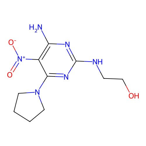2-((4-Amino-5-nitro-6-(pyrrolidin-1-yl)pyrimidin-2-yl)amino)ethanol structure