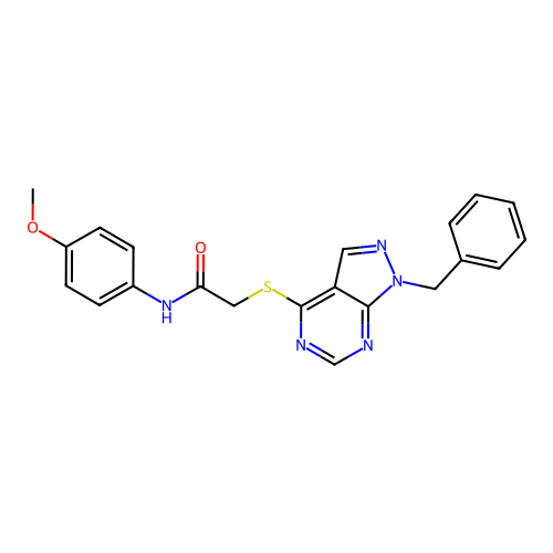 2-((1-benzyl-1H-pyrazolo[3,4-d]pyrimidin-4-yl)thio)-N-(4-methoxyphenyl)acetamide structure