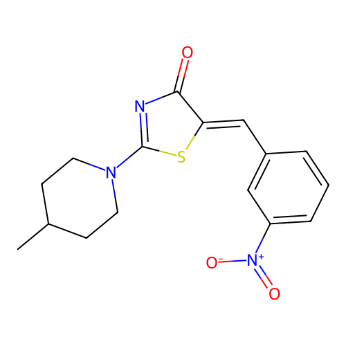 (5Z)-2-(4-methylpiperidin-1-yl)-5-(3-nitrobenzylidene)-1,3-thiazol-4(5H)-one structure