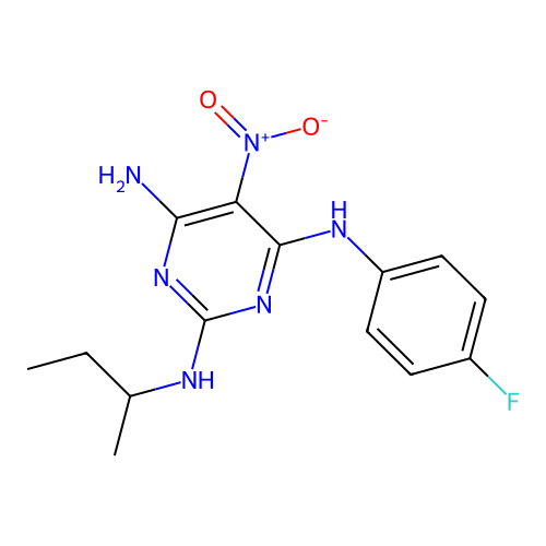 {6-Amino-2-[(methylpropyl)amino]-5-nitropyrimidin-4-yl}(4-fluorophenyl)amine structure