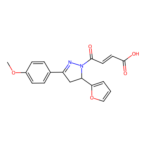 (2E)-4-[5-(furan-2-yl)-3-(4-methoxyphenyl)-4,5-dihydro-1H-pyrazol-1-yl]-4-oxobut-2-enoic acid structure