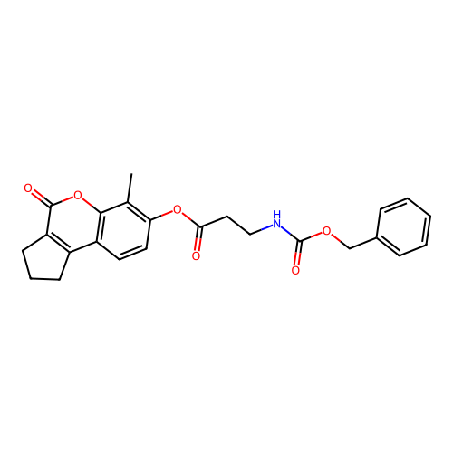 (6-methyl-4-oxo-2,3-dihydro-1H-cyclopenta[c]chromen-7-yl) 3-(phenylmethoxycarbonylamino)propanoate structure